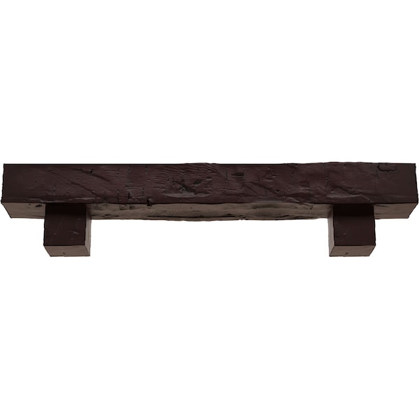 Kit W/ Alamo Corbels, Premium Cherry, 6H  X 10D X 72W Hand Hewn Faux Wood Fireplace ManteL